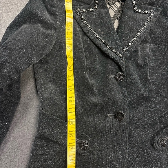 Sold.  Bisou Bisou Black Blazer with Elegant Beaded Detailing - Picture 3 of 14